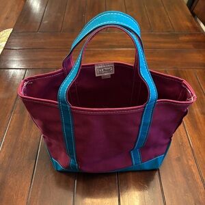 L.L. Bean Vintage 90’s Boat and Tote Canvas Bag No Monogram Magenta & Teal Med